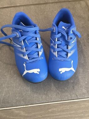 Puma Kids Royal Blue Soccer Sneakers with White Logo